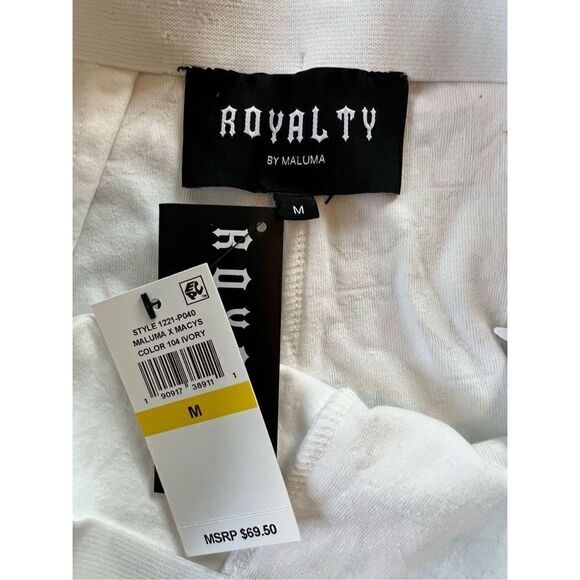 NWT! Royalty By Maluma Ivory Crown Embossed French Terry Shorts Medium - Picture 4 of 9
